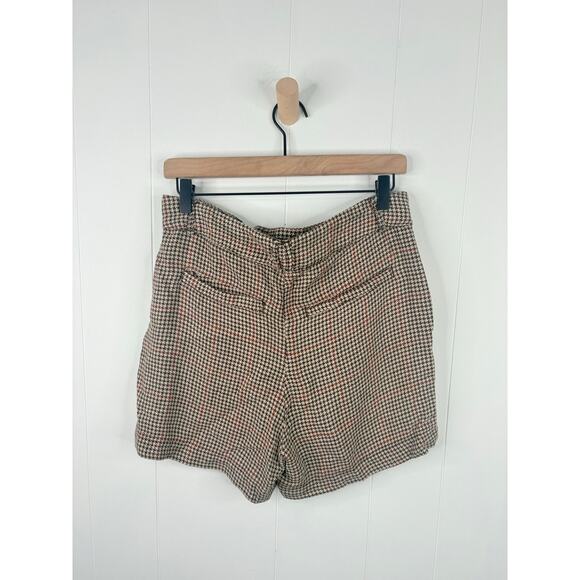 Free People Houndstooth Linen High Rise Shorts Size 2 Tan Brown - Picture 6 of 9